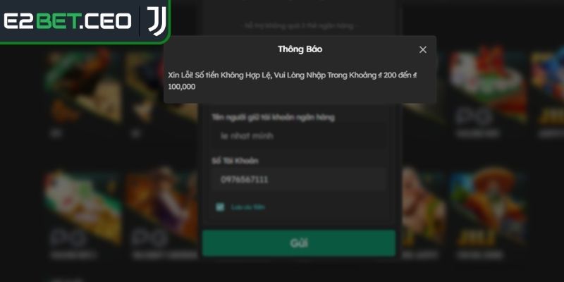 Điều kiện cần thiết để rút tiền E2Bet dễ dàng
